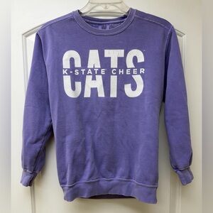 121:  Comfort Colors Purple K-State Cheer 'CATS' Sweatshirt - Small